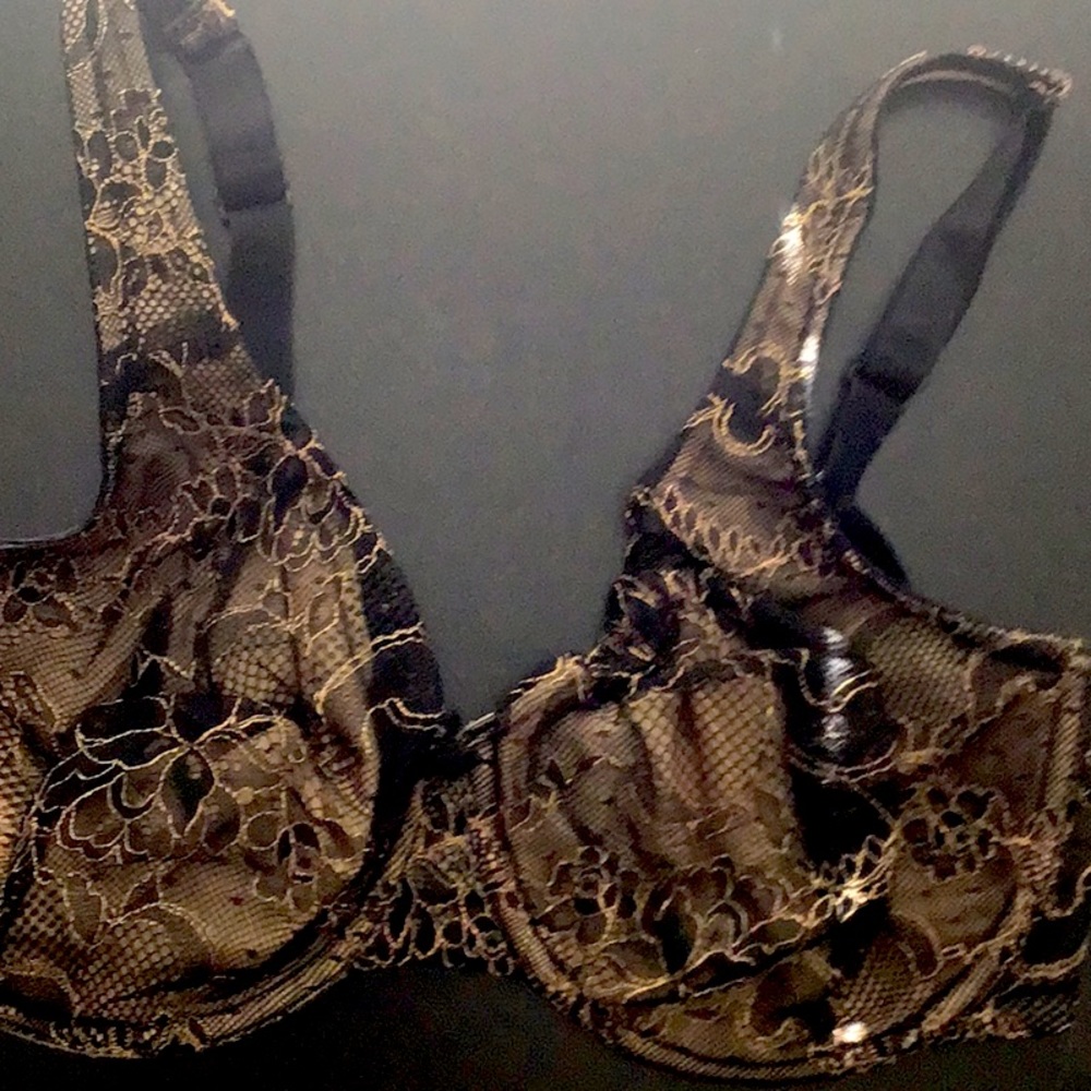 Lane Bryant Cacique Lace Bra 36DDD Black/Beige